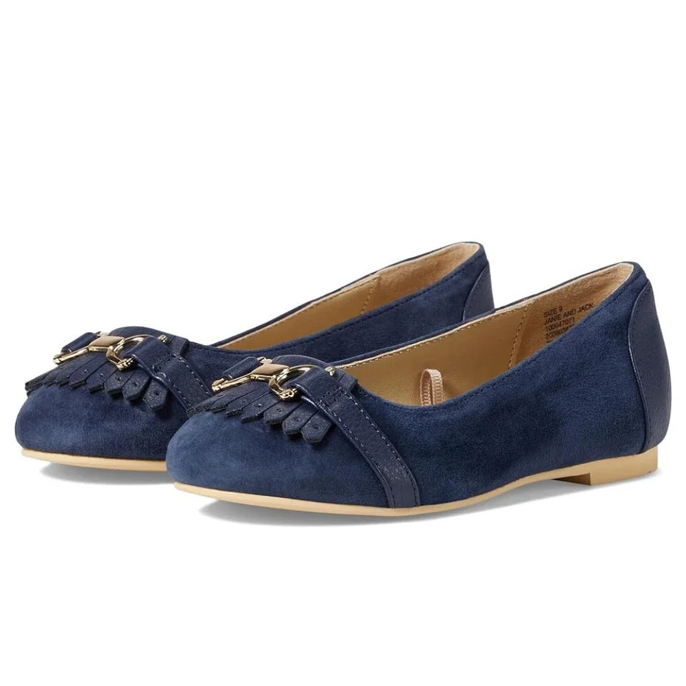 Janie and Jack Bridle 100047071 Toddler US 9M Blue Suede Bit Ballet Flat JZZ1194 - Picture 3 of 10